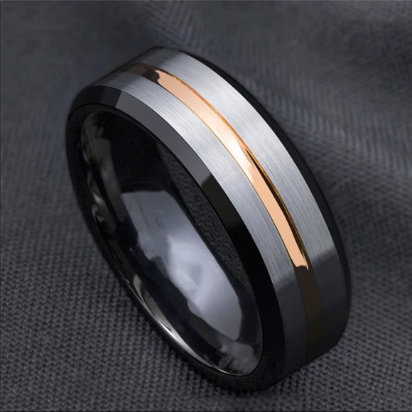 Other - ☆New Brushed Black Stainless Steel Men’s ring Band